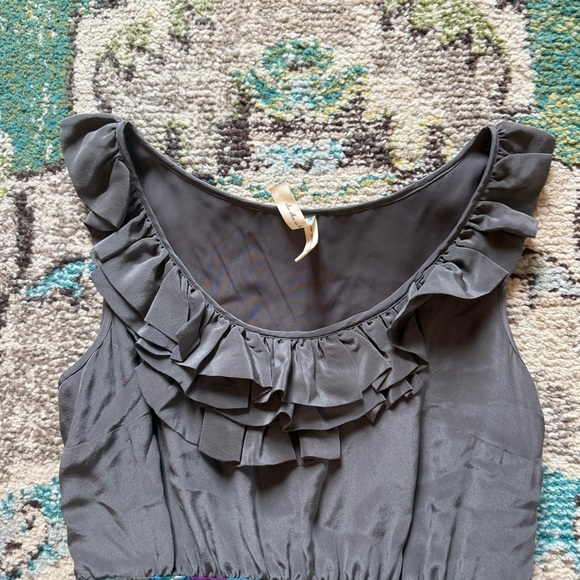 Anthropologie Maeve silk Charcoal and Teal Paisley Dress - Picture 7 of 9